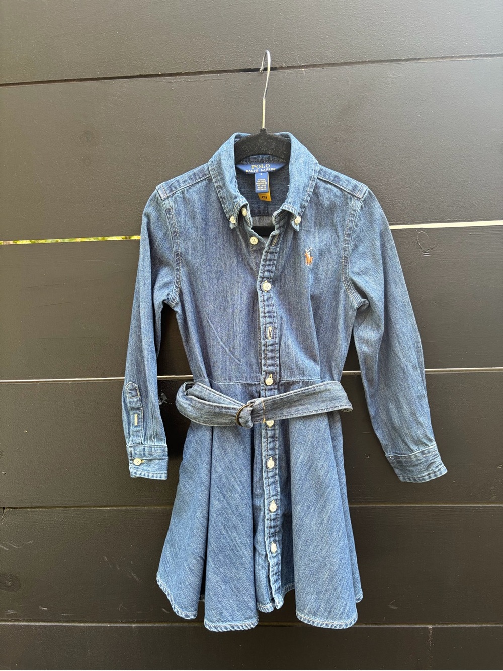 Polo Ralph Lauren Girls Denim Belted Shirt Dress Size 4 NWOT